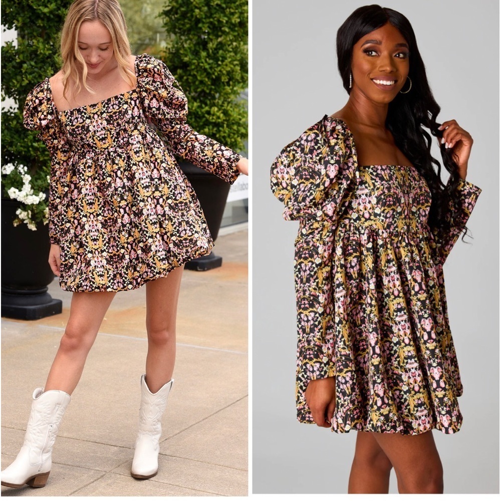 Buddy Love Stassie Puff Sleeve Baby Doll Floral Dress size Large